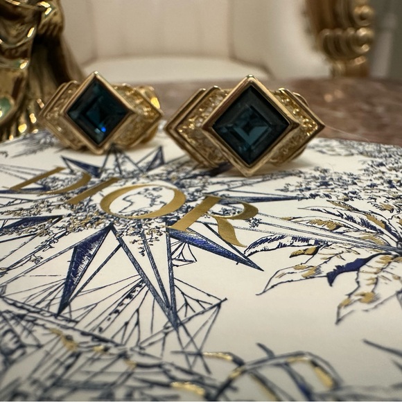 Dior Blue Crystal Earrings - Preloved - Picture 3 of 4